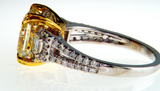 3CT Diamond Ring 18KT White Gold Natural Fancy Yellow Radiant Cut GIA Certified