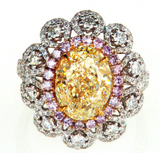 5CT Diamond Ring 18K White Gold Natural Yellow Oval Cut GIA Certified Fancy Pink