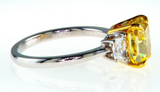3.5CT Yellow Diamond Ring 18KT White Gold Natural Fancy Oval Cut GIA Certified