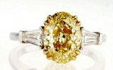 3.5CT Yellow Diamond Ring 18KT White Gold Natural Fancy Oval Cut GIA Certified