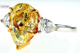 4.23CT Diamond Ring Natural Pear Cut Yellow Color GIA Certified Fancy Platinum