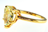 Huge 10CT Diamond Ring 18K Yellow Gold Pear Cut Fancy Natural Brilliant GIA Certified
