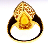 Huge 10CT Diamond Ring 18K Yellow Gold Pear Cut Fancy Natural Brilliant GIA Certified
