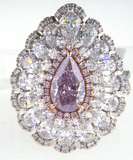 3CT Pink Diamond Ring 18K White Gold Natural Fancy Color GIA Certified Pear Cut
