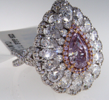 3CT Pink Diamond Ring 18K White Gold Natural Fancy Color GIA Certified Pear Cut