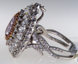 3CT Pink Diamond Ring 18K White Gold Natural Fancy Color GIA Certified Pear Cut