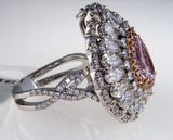 3CT Pink Diamond Ring 18K White Gold Natural Fancy Color GIA Certified Pear Cut