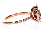 3CT Pink Diamond Ring 18K Rose Gold Yellow Cushion Cut Brilliant GIA Certified