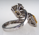 2.5CT Fancy Diamond Ring 14K White Gold Yellow Color GIA Certified Cushion Cut