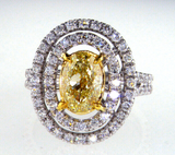 3CT Diamond Ring Natural Fancy Yellow Color VS1 GIA Certified Oval Cut 18k Gold