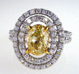 3CT Diamond Ring Natural Fancy Yellow Color VS1 GIA Certified Oval Cut 18k Gold