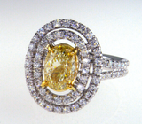 3CT Diamond Ring Natural Fancy Yellow Color VS1 GIA Certified Oval Cut 18k Gold