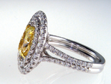 3CT Diamond Ring Natural Fancy Yellow Color VS1 GIA Certified Oval Cut 18k Gold
