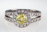 1.5CT Diamond Ring Fancy Yellow Natural Color Round Cut Brilliant GIA Certified