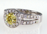 1.5CT Diamond Ring Fancy Yellow Natural Color Round Cut Brilliant GIA Certified