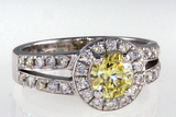 1.5CT Diamond Ring Fancy Yellow Natural Color Round Cut Brilliant GIA Certified