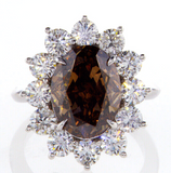8CT Diamond Ring 18K Gold Fancy Orange Brown Natural Oval Cut GIA Certified