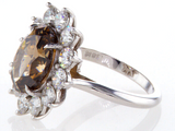 8CT Diamond Ring 18K Gold Fancy Orange Brown Natural Oval Cut GIA Certified