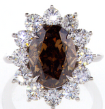 8CT Diamond Ring 18K Gold Fancy Orange Brown Natural Oval Cut GIA Certified