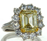 7.25CT Diamond Ring Natural Emerald Cut Yellow Color VS2 GIA Certified Platinum