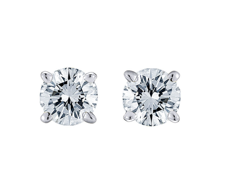1CT Diamond Stud Earrings in 14k White Gold G-H SI2 Screw Back – Popular  Diamonds