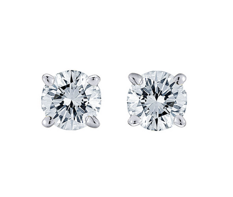 1.5CT DIAMOND STUD EARRINGS IN 14K WHITE GOLD G-H SI1 SCREW BACK