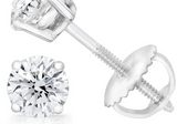 1.5CT DIAMOND STUD EARRINGS IN 14K WHITE GOLD G-H SI1 SCREW BACK