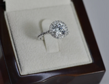 1CT HALO EMERALD DIAMOND ENGAGEMENT RING 14K WHITE GOLD GIA CERTIFIED
