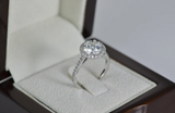 1CT HALO EMERALD DIAMOND ENGAGEMENT RING 14K WHITE GOLD GIA CERTIFIED