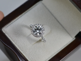 1CT HALO EMERALD DIAMOND ENGAGEMENT RING 14K WHITE GOLD GIA CERTIFIED