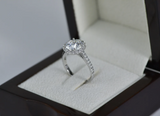1CT HALO EMERALD DIAMOND ENGAGEMENT RING 14K WHITE GOLD GIA CERTIFIED