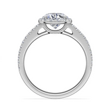 1.5CT HALO PEAR DIAMOND ENGAGEMENT RING 14K WHITE GOLD GIA CERTIFIED