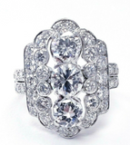 4CT Antique Diamond Ring Platinum Vintage Art Deco Natural Round Cut GIA Size 7'