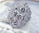 4CT Antique Diamond Ring Platinum Vintage Art Deco Natural Round Cut GIA Size 7'