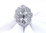 4CT Antique Diamond Ring Platinum Vintage Art Deco Natural Round Cut GIA Size 7'