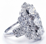 4CT Antique Diamond Ring Platinum Vintage Art Deco Natural Round Cut GIA Size 7'