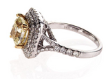 GIA Certified Cushion FANCY YELLOW DIAMOND RING VS2 4 CTW