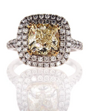 GIA Certified Cushion FANCY YELLOW DIAMOND RING VS2 4 CTW