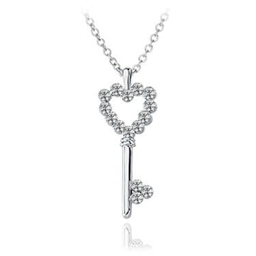 Diamond Heart Key Necklace