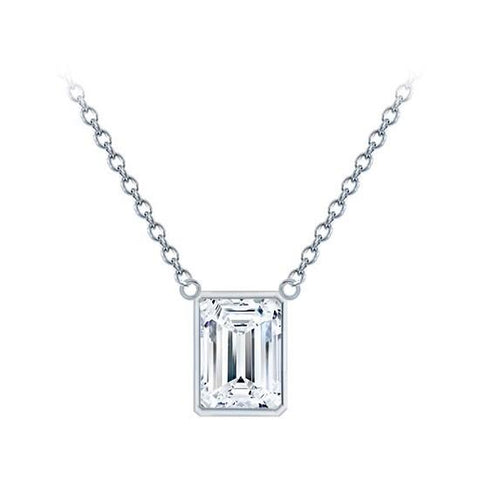 Emerald Bezel Set Diamond Solitaire Pendant