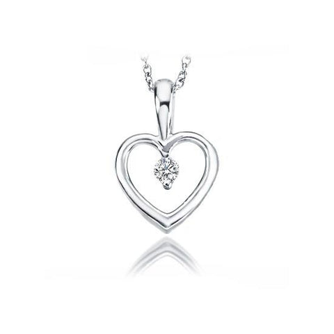 Platinum Solitaire Diamond Heart Necklace