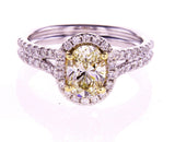 Certified Oval Fancy Yellow Diamond Ring 1.56 CTW White Gold VS2 Clarity