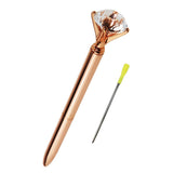Ballpoint Pen with Diamond Head Rose Gold High Quality Metal Creative Pen