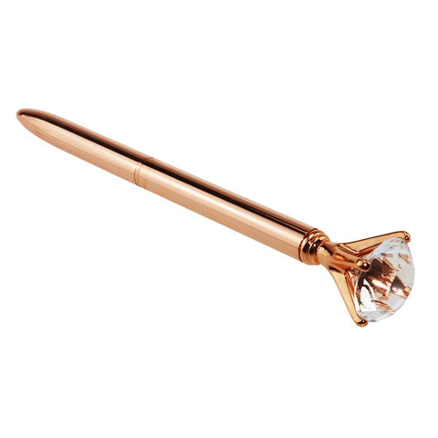 Ballpoint Pen with Diamond Head Rose Gold High Quality Metal Creative Pen