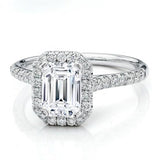 French Cut Halo For Rectangle 14K White Gold