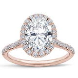 French Cut Halo Setting For Oval 18K Rose Gold