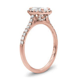 French Cut Halo Setting For Oval 18K Rose Gold