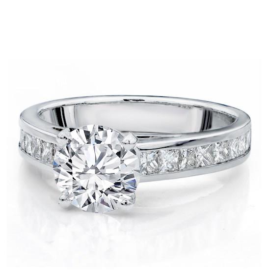 Channel-Set Princess Cut Cathedral Diamond Engagement Ring