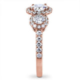 Three Stone Halo For Round Diamonds 18K Rose Gold
