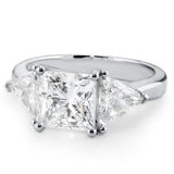 3 Stone Engagement Ring Setting With Trilliants 14K White Gold